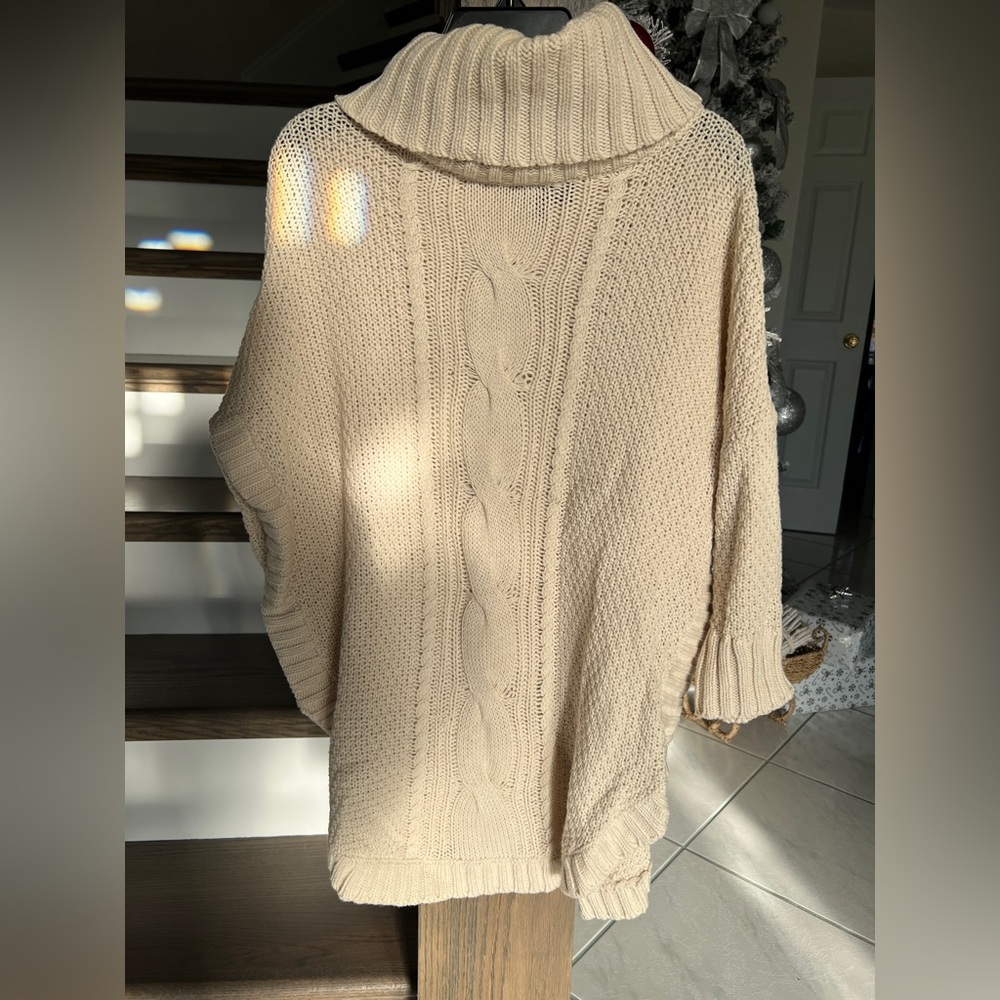 Express Cable Knit Turtleneck Sweater - Tan